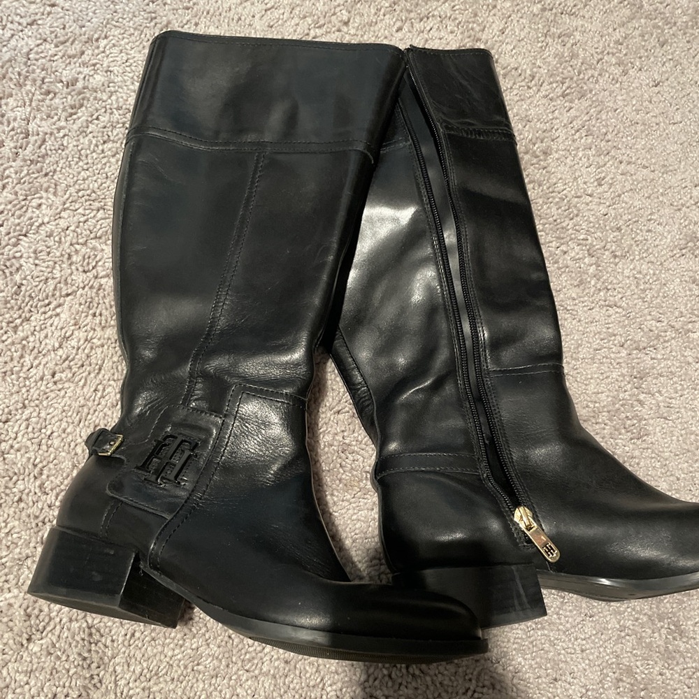 Elegant Black Leather Knee-High Boots